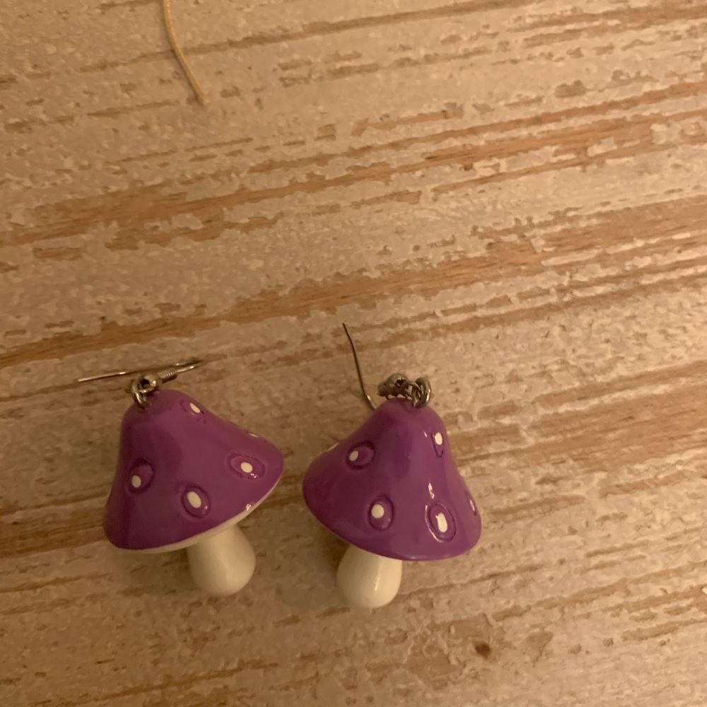 Purple Mushroom Earrings for Kids
